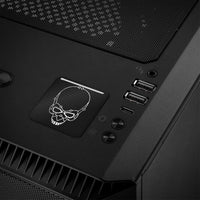 Intel NUC Skull 1"x1" Chrome Effect Domed Case Badge / Sticker Logo