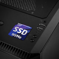 Insignia/logotipo adhesivo de caja abovedada con efecto cromado Intel SSD NVMe de 1"x1"
