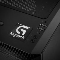 Insignia/logotipo adhesivo de caja abovedada con efecto cromado de Logitech G de 1"x1"