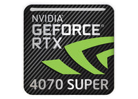 nVidia GeForce RTX 4070 SUPER 1"x1" Chrome Effect Domed Case Badge / Sticker Logo