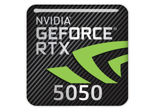 nVidia GeForce RTX 5050 1"x1" Chrome Effect Domed Case Badge / Sticker Logo