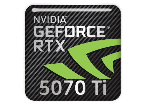 nVidia GeForce RTX 5070 Ti 1"x1" Chrome Effect Domed Case Badge / Sticker Logo