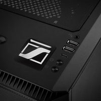 Insignia/logotipo adhesivo de caja abovedada con efecto cromado de 1"x1" de Sennheiser