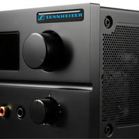 Sennheiser azul 2"x0.5" efecto cromado insignia de caja abovedada/logotipo adhesivo