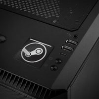 Insignia/logotipo adhesivo de caja abovedada con efecto cromado de Steam de 1"x1"