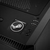 Insignia/logotipo adhesivo de caja abovedada con efecto cromado de Steam de 1"x1"