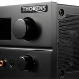 Insignia/logotipo adhesivo de caja abovedada con efecto cromado de Thorens de 2"x0,5"