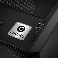 Ubuntu Black Design #1 Insignia/logotipo adhesivo de caja abovedada con efecto cromado de 1"x1"
