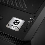 Ubuntu Black Design #1 Insignia/logotipo adhesivo de caja abovedada con efecto cromado de 1"x1"