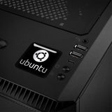 Ubuntu Black Design #4 Insignia/logotipo adhesivo de caja abovedada con efecto cromado de 1"x1"