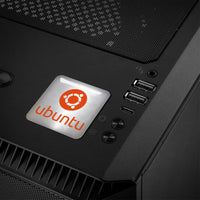 Ubuntu Orange Design #1 Insignia/logotipo adhesivo de caja abovedada con efecto cromado de 1"x1"