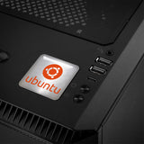 Ubuntu Orange Design #1 Insignia/logotipo adhesivo de caja abovedada con efecto cromado de 1"x1"