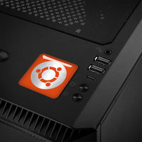 Ubuntu Orange Design #3 Insignia/logotipo adhesivo de caja abovedada con efecto cromado de 1"x1"