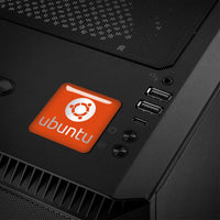 Ubuntu Orange Design #4 Insignia/logotipo adhesivo de caja abovedada con efecto cromado de 1"x1"