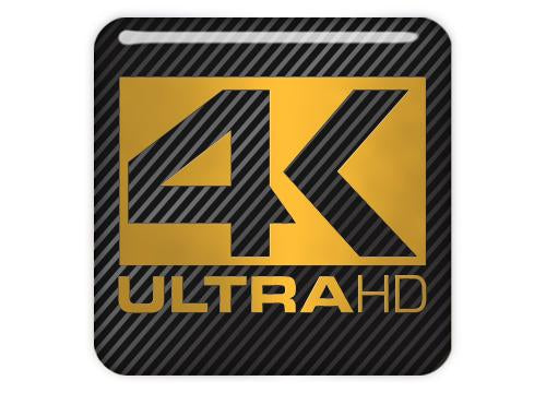 4K ULTRA HD 1"x1" Chrome Effect Domed Case Badge / Sticker Logo