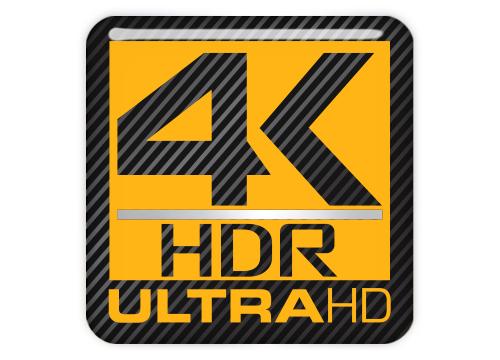 4k HDR ULTRA HD 1"x1" Chrome Effect Domed Case Badge / Sticker Logo