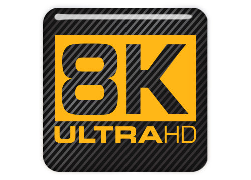 8K ULTRA HD 1"x1" Chrome Effect Domed Case Badge / Sticker Logo