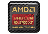 AMD Radeon RX 5700 XT 50th Anniversary 1"x1" Chrome Effect Domed Case Badge / Sticker Logo