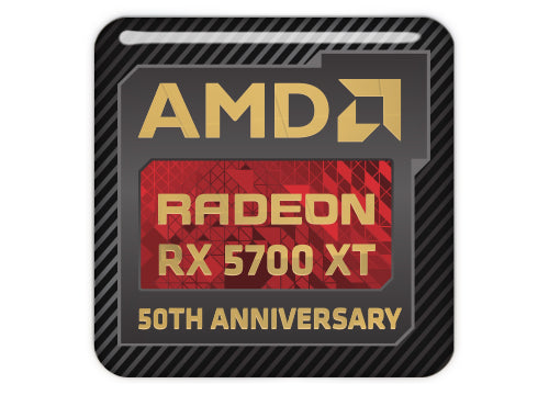 AMD Radeon RX 5700 XT 50th Anniversary 1"x1" Chrome Effect Domed Case Badge / Sticker Logo