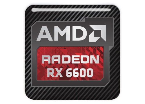 AMD Radeon RX 6600 1"x1" Chrome Effect Domed Case Badge / Sticker Logo