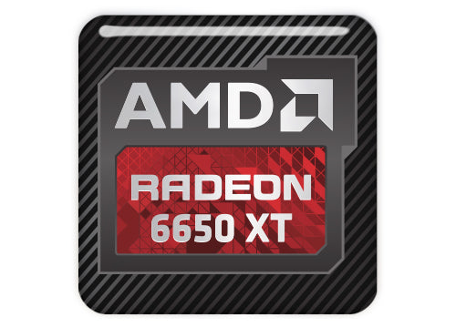 AMD Radeon RX 6650 XT 1"x1" Chrome Effect Domed Case Badge / Sticker Logo