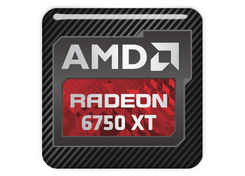 AMD Radeon RX 6750 XT 1"x1" Insignia de caja abovedada con efecto cromado / Logotipo adhesivo