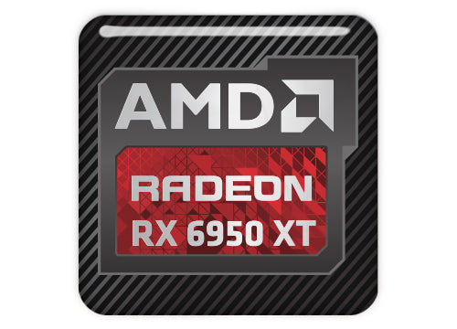 AMD Radeon RX 6950 XT 1"x1" Insignia de caja abovedada con efecto cromado / Logotipo adhesivo