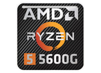 AMD Ryzen 5 5600G 1"x1" Badge de boîtier bombé effet chromé / Logo autocollant