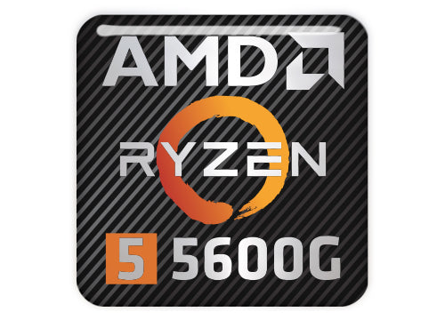 AMD Ryzen 5 5600G 1"x1" Chrome Effect Domed Case Badge / Sticker Logo