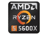 AMD Ryzen 5 5600X 1"x1" Chrome Effect Domed Case Badge / Sticker Logo