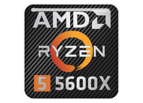 AMD Ryzen 5 5600X 1"x1" Chrome Effect Domed Case Badge / Sticker Logo