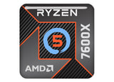 AMD Ryzen 5 7600X 1"x1" Chrome Effect Domed Case Badge / Sticker Logo
