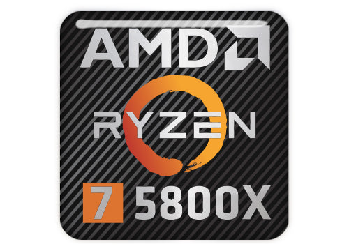 AMD Ryzen 7 5800X 1"x1" Chrome Effect Domed Case Badge / Sticker Logo