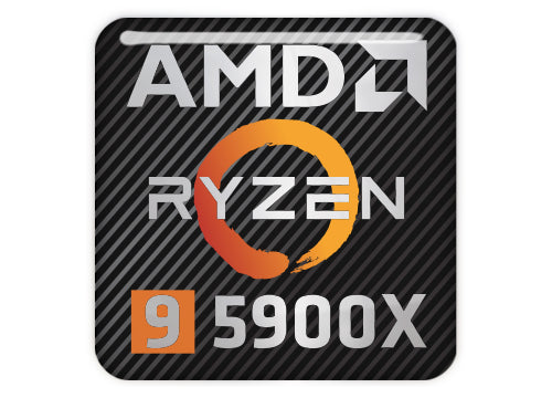 AMD Ryzen 9 5900X 1"x1" Chrome Effect Domed Case Badge / Sticker Logo