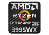 AMD Ryzen Threadripper Pro 3995WX 1"x1" Badge de boîtier bombé effet chromé / Logo autocollant