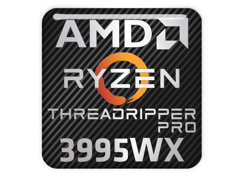 AMD Ryzen Threadripper Pro 3995WX 1"x1" Chrome Effect Domed Case Badge / Sticker Logo