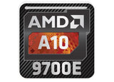 AMD A10 9700E Insignia/logotipo adhesivo de caja abovedada con efecto cromado de 1"x1"