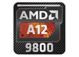 AMD A12 9800 Insignia/logotipo adhesivo de caja abovedada con efecto cromado de 1"x1"