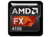 AMD FX 4130 Insignia/logotipo adhesivo de caja abovedada con efecto cromado de 1"x1"