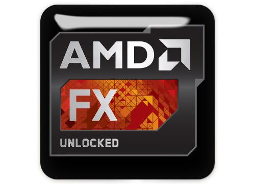 AMD FX Series Unlocked 1"x1" Chrome Effect Domed Case Badge / Sticker Logo