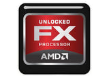 Insignia/logotipo adhesivo de caja abovedada con efecto cromado de 1"x1" de la serie AMD FX