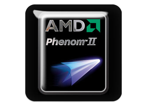 AMD Phenom II 1"x1" Chrome Effect Domed Case Badge / Sticker Logo