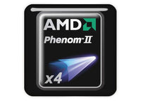 AMD Phenom II "X4" 1"x1" Chrome Effect Domed Case Badge / Sticker Logo