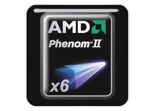 AMD Phenom II "X6" 1"x1" Chrome Effect Domed Case Badge / Sticker Logo