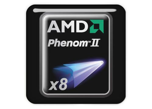 AMD Phenom II "X8" 1"x1" Chrome Effect Domed Case Badge / Sticker Logo