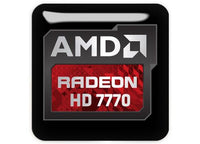 AMD Radeon HD 7770 1"x1" Insignia de caja abovedada con efecto cromado / Logotipo adhesivo