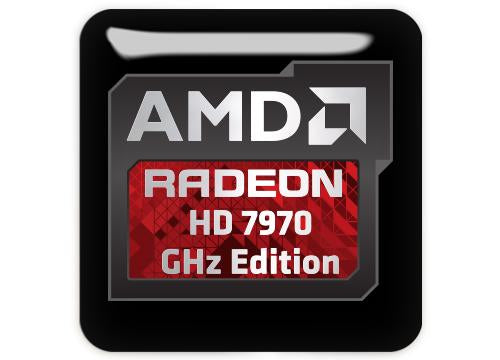 AMD Radeon HD 7970 GHz Edition 1"x1" Badge de boîtier bombé effet chromé / Logo autocollant