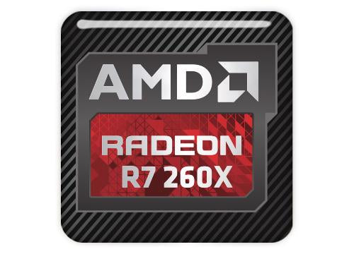 AMD Radeon R7 260X 1"x1" Insignia de caja abovedada con efecto cromado / Logotipo adhesivo