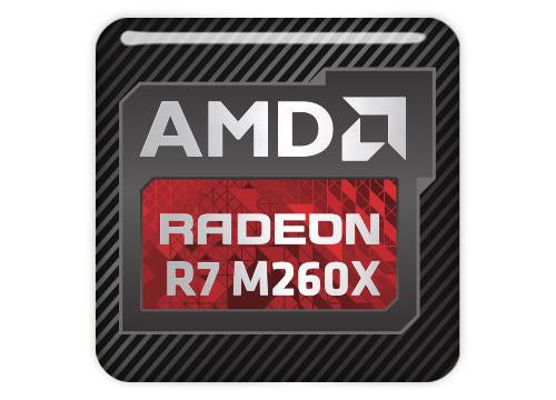 AMD Radeon R7 M260X 1"x1" Insignia de caja abovedada con efecto cromado / Logotipo adhesivo