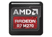 AMD Radeon R7 M270 1"x1" Insignia de caja abovedada con efecto cromado / Logotipo adhesivo